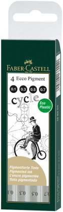 Faber-Castell Ecco Pigment Fineliner Pens - Black - Assorted Sizes (Pack of 4)