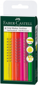 Faber-Castell Grip Textliner Highlighter - Assorted Colours (Wallet of 4)
