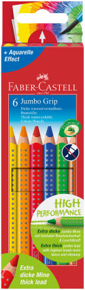 Faber-Castell Jumbo Grip Colouring Pencils - Assorted Colours (Pack of 6)