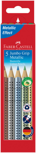 Faber-Castell Jumbo Grip Colouring Pencils - Assorted Metallic Colours (Pack of 5)