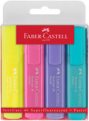 Faber-Castell Textliner 46 Pastel Highlighter - Assorted Pastel Colours (Wallet of 4)