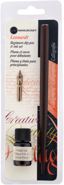 Manuscript Dip Pen Set - Round Hand Nib, Holder & Sepia Ink