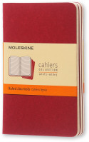 Moleskine Cahier Pocket Journal - Ruled - Cranberry Red - Set of 3