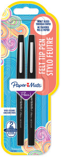 Papermate Flair Original Fibre Tip Pen - Medium - Black (Blister of 2)