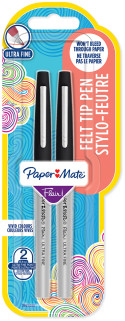 Papermate Flair Original Fibre Tip Pen - Ultra Fine - Black (Blister of 2)