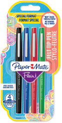 Papermate Flair Original Fibre Tip Pen - Medium - Standard Colours (Blister of 4)