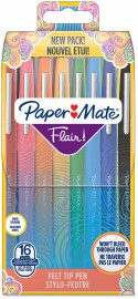 Papermate Flair Original Fibre Tip Pen - Medium - Crisp Colours (Pack of 16)