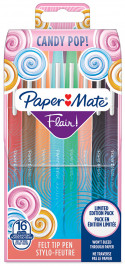 Papermate Flair Original Fibre Tip Pen - Medium - Candy Colours (Pack of 16)