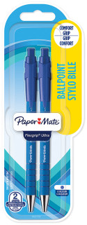 Papermate Flex Grip Ultra Ballpoint Pen - Medium - Blue (Blister of 2)