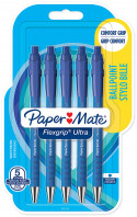 Papermate Flex Grip Ultra Ballpoint Pen - Medium - Blue (Blister of 5)