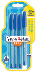 Papermate Inkjoy 100 Capped Ballpoint Pen - Medium - Blue (Blister of 4)