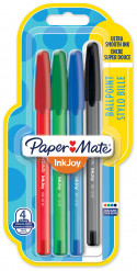 Papermate Inkjoy 100 Capped Ballpoint Pen - Medium - Standard Colours (Blister of 4)