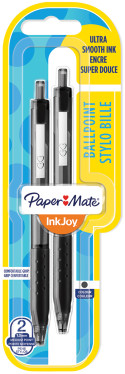 Papermate Inkjoy 300 Retractable Ballpoint Pen - Medium - Black (Blister of 2)