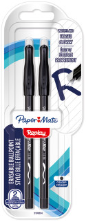 Papermate Replay Erasable Ballpoint - Medium - Black (Blister of 2)