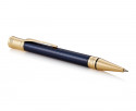 Parker Duofold Prestige Ballpoint Pen - Blue Chevron Gold Trim - Picture 1