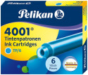 Pelikan 4001 Ink Cartridge - Turquoise Blue (Pack of 6)