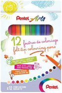 Pentel Arts Colouring Fibre Tip Pens - Medium (Pack of 12)