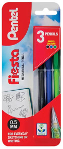 Pentel Fiesta Mechanical Pencils - 0.5mm - Assorted Colours (Pack of 3)