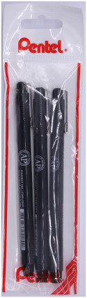 Pentel Pointliner Pigment Pens - Assorted Tip Sizes - Black (Pack of 3)