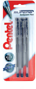 Pentel Superb Capped Ballpoint Pen - 0.7mm - Black (Pack of 3)