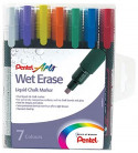Pentel Semi-Permanent Wet Erase Chalk Markers - Assorted Colours (Pack of 7)