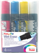 Pentel Jumbo Wet Erase Chalk Markers - Assorted Colours (Pack of 4)