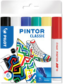 Pilot Pintor Marker Pen - Medium Bullet Tip - Classic Colours (Pack of 6)