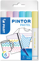 Pilot Pintor Marker Pen - Fine Bullet Tip - Pastel Colours (Pack of 6)