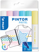 Pilot Pintor Marker Pen - Medium Bullet Tip - Pastel Colours (Pack of 6)