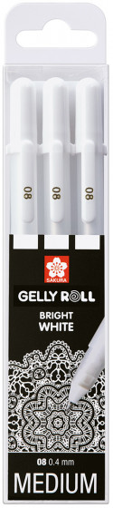 Sakura Gelly Roll Stardust Gel Pens - Whites Set (Pack of 3)