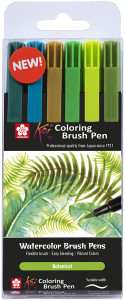 Sakura Koi Coloring Brush Pen Set - Botanical - Pack of 6