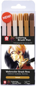 Sakura Koi Coloring Brush Pen Set - Portrait - Pack of 6