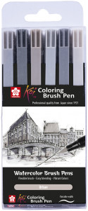 Sakura Koi Colour Brush Pens - Urban Colours (Pack of 6)