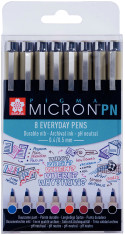 Sakura Pigma Micron PN Set - Assorted Colours (Pack of 8)