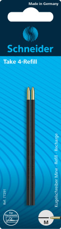 Schneider Take 4 Ballpoint Refill - Black (Pack of 2)