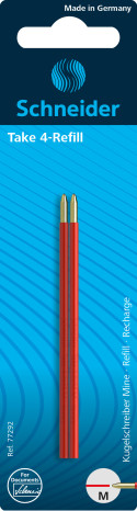 Schneider Take 4 Ballpoint Refill - Red (Pack of 2)