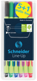 Schneider Line-Up Fineliner Pens - Assorted Colours (Pack of 6)