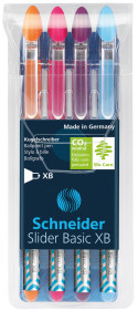 Schneider Slider Basic Ballpoint Pens - Extra Broad - Assorted Colours (Pack of 4)