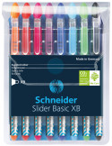 Schneider Slider Basic Ballpoint Pens - Extra Broad - Assorted Colours (Pack of 8)