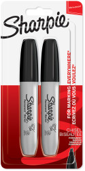 Sharpie Chisel Tip Marker Pens - Black (Blister of 2)