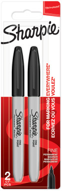 Sharpie Fine Marker Pen - Black (Blister of 2)