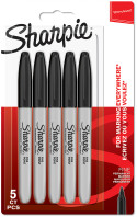 Sharpie Fine Marker Pen - Black (Blister of 5)