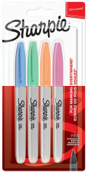 Sharpie Fine Marker Pen - Assorted Pastel Colours (Pack of 4)