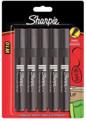 Sharpie W10 Marker Pens - Chisel Tip - Black (Blister of 5)