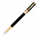 S.T. Dupont D-Initial Fountain Pen - Black Lacquer Gold Trim - Picture 2