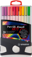 STABILO Pen 68 Fibre Tip Brush Pen  - ARTY - ColorParade - Assorted - Pack of 20