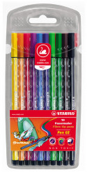 STABILO Pen 68 Fibre Tip Pen - Assorted Colours (Wallet of 10)