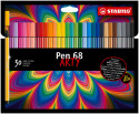 STABILO Pen 68 ARTY Fibre Tip Pen - Wallet of 30 - Assorted Colours