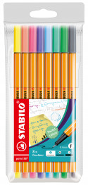 STABILO point 88 Fineliner - Wallet of 8 - Assorted Pastel Shades