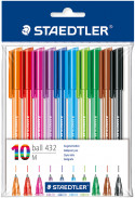 Staedtler 430 Stick Ballpoint Pen - Medium - Assorted Colours (Pack of 10)